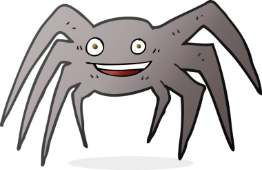 Bir insan tarafından çizilmiş mutlu çizgi film örümceği.