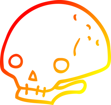 Bir insan tarafından çizilmiş, karikatür şeklindeki ürkütücü kafatası.