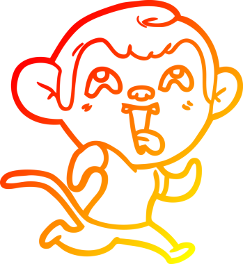 Bir insan tarafından çizilmiş çılgın bir çizgi maymunun sıcak çizgi çizimi