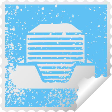 Bir insan tarafından çizilmiş bir yığın ofis kâğıdının sıkıntılı kare soyma etiketi sembolü