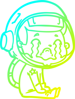 Bir insan tarafından çizilmiş ağlayan astronot çizgi filmi.