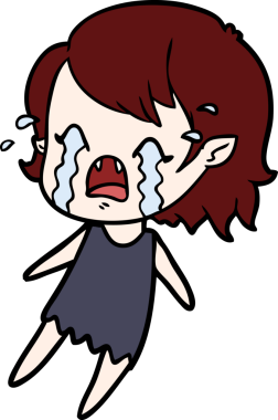 Bir insan tarafından çizilmiş ağlayan vampir kız çizgi filmi.