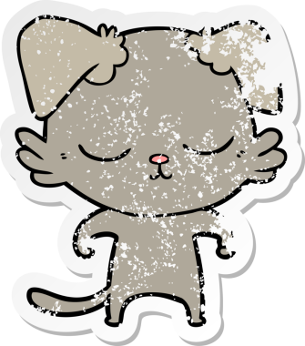 Bir insan tarafından çizilmiş şirin bir köpeğin sıkıntılı çıkartması.