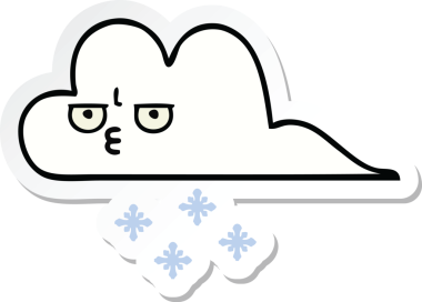 Bir insan tarafından çizilmiş şirin bir kar bulutunun çıkartması.