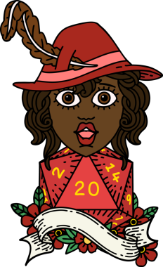 Bir insan tarafından çizilmiş 20 zarlı Retro Dövme Tarzı insan ozanı