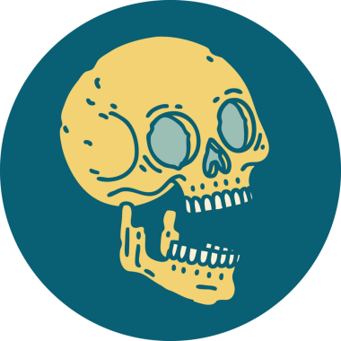 Bir insan tarafından çizilmiş bir kafatasının ikonik dövme şekli