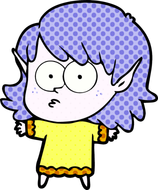 Bir insan tarafından çizilmiş çizgi film elf kızı.