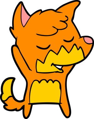 Bir insan tarafından çizilmiş dost canlısı çizgi film tilkisi