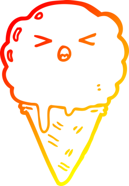 Bir insan tarafından çizilmiş çizgi film dondurmasının sıcak çizgi çizimi