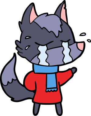 Bir insan tarafından çizilmiş ağlayan kurt çizgi filmi.