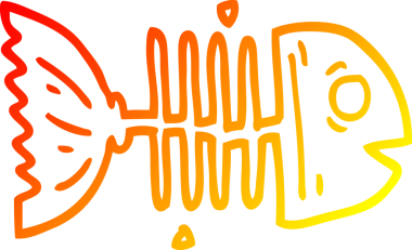 Bir insan tarafından çizilmiş balık kemiklerinin sıcak çizgi çizimi