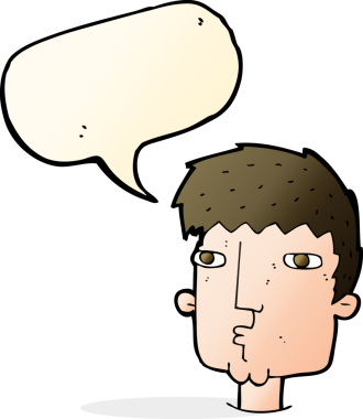 Bir insan tarafından çizilmiş konuşma baloncuğu olan meraklı bir adam.