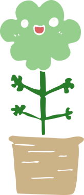 Bir insan tarafından çizilmiş düz renk çizgi film çiçeği