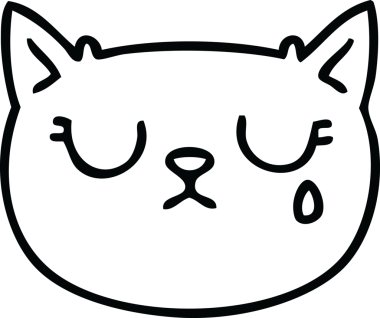 Bir insan tarafından çizilmiş, ağlayan bir kedi çizimi.