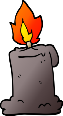 Bir insan tarafından çizilmiş karalama yanan mum.