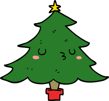 Bir insan tarafından çizilmiş şirin bir Noel ağacı.