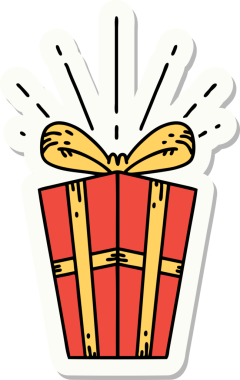 Bir insan tarafından çizilmiş dövme stili Noel hediyesi.