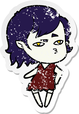 Bir insan tarafından çizilmiş vampir bir kızın sıkıntılı çıkartması.