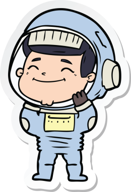 Bir insan tarafından çizilmiş mutlu bir astronotun çıkartması.