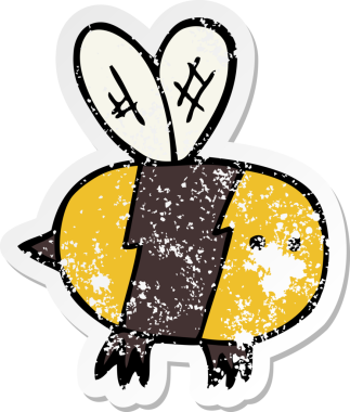 Bir insan tarafından çizilmiş karikatür arının sıkıntılı çıkartması.