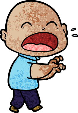 Bir insan tarafından çizilmiş kel adam diye bağıran çizgi film.