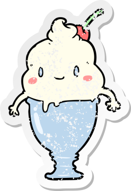 Bir insan tarafından çizilmiş tatlı bir karikatür dondurmasının sıkıntılı çıkartması.