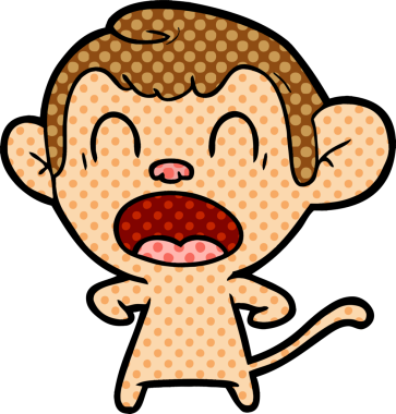 Bir insan tarafından çizilmiş bağıran çizgi maymun.