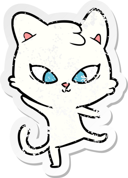 Bir insan tarafından çizilmiş şirin bir çizgi film kedisinin sıkıntılı çıkartması.