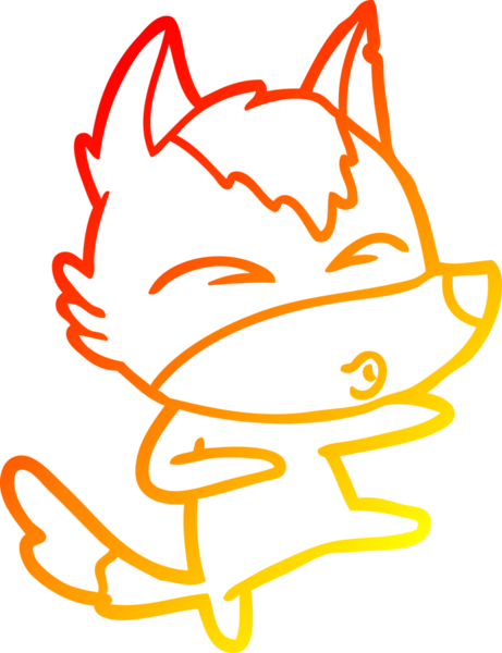 Bir insan tarafından çizilmiş bir kurt çizgi filminin sıcak çizgi çizimi.