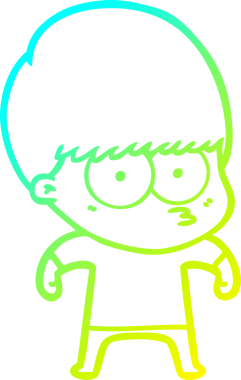 Bir insan tarafından çizilmiş gergin bir çizgi film çocuğu çizimi.