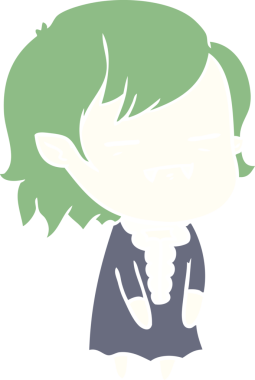 Düz renkli çizgi film. Bir insan tarafından çizilmiş ölümsüz vampir kız.