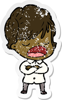 Bir insan tarafından çizilmiş karikatür kadının sıkıntılı çıkartması.