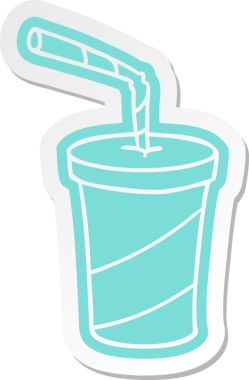 Bir insan tarafından çizilmiş fast food içecek etiketi.