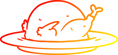 Bir insan tarafından çizilmiş hindinin sıcak çizgi çizimi.