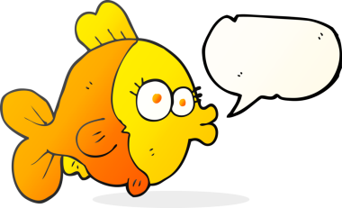 Bir insan tarafından çizilmiş komik serbest konuşma balonu karikatürü balığı.