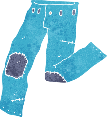 Bir insan tarafından çizilmiş eski bir kot pantolon.