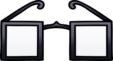 Bir insan tarafından çizilmiş kare gözlüklerin gölgeli çizimi