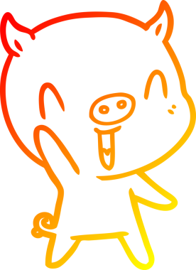 Bir insan tarafından çizilmiş mutlu çizgi film domuzu çizimi.