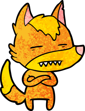 Bir insan tarafından çizilmiş tilki çizgi film karakteri