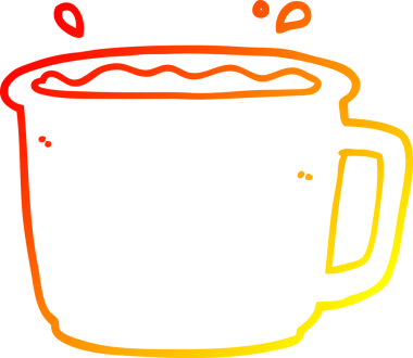 Bir insan tarafından çizilmiş bir kahve fincanının sıcak çizgi çizimi