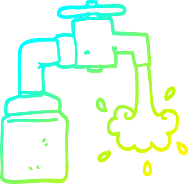 Bir insan tarafından çizilen, çalışan bir musluğun soğuk gradyan çizimi