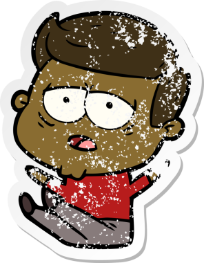 Bir insan tarafından çizilmiş yorgun bir çizgi filmin sıkıntılı çıkartması.