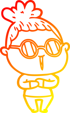 Bir insan tarafından çizilmiş gözlüklü bir karikatür kadın çizimi.