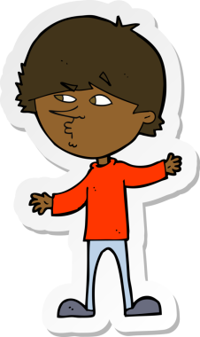 Bir insan tarafından çizilmiş garip bir adamın çıkartması.