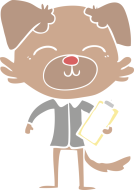 Bir insan tarafından çizilmiş düz renk çizgi film köpek yöneticisiName