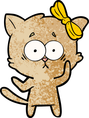 Bir insan tarafından çizilmiş çizgi film kedisi.