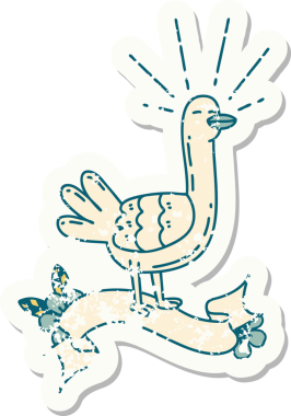 Bir insan tarafından çizilmiş dövme stili bir deniz kuşunun eski etiketi.