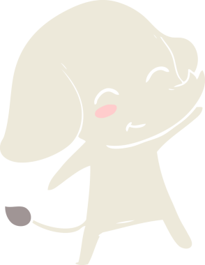 Bir insan tarafından çizilmiş düz renk çizgi film fili.