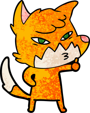 Bir insan tarafından çizilmiş akıllı çizgi film tilkisi.