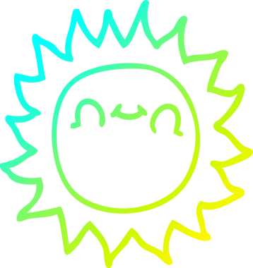 Bir insan tarafından çizilen mutlu gün ışığının soğuk çizgi çizimi.